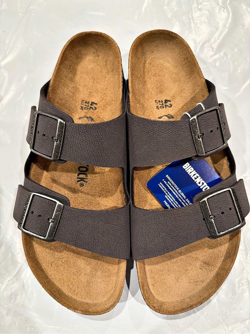 Birkenstock Arizona BS Leather Two-Buckle Sandals Gray US 9 NWT